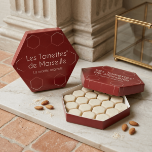 boîte fond couvercle avec pelliculage découpe carton à la forme hexagonale sans collage impression offset